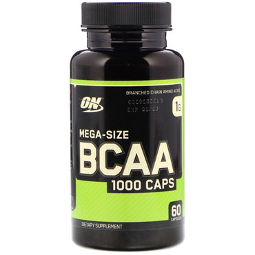 Optimum Nutrition, BCAA 1000 Cápsulas, Mega-Size, 1 g, 60 Cápsulas
