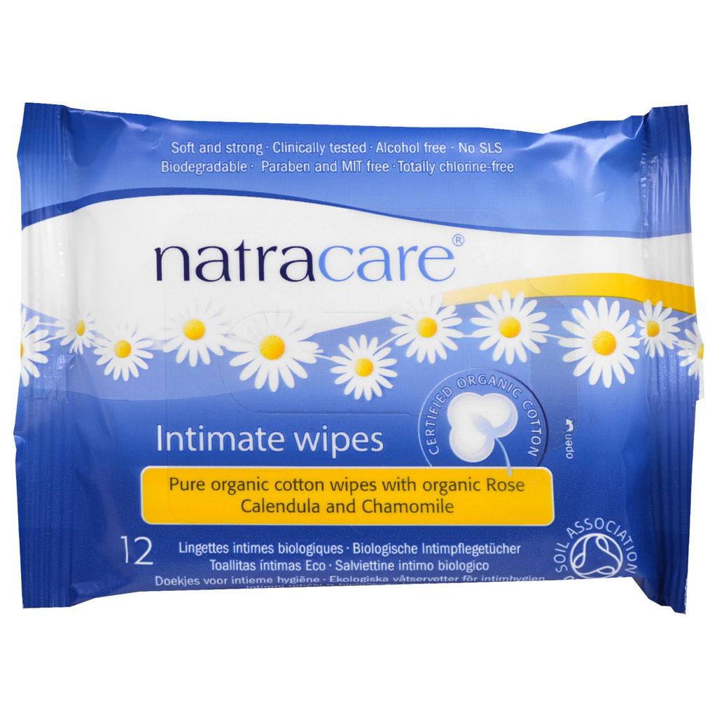 Natracare, sertifiserte intimservietter i bomull, 12 kluter