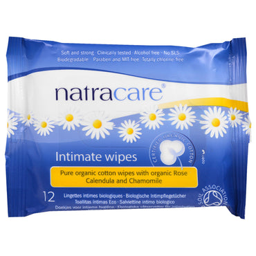Natracare, toallitas íntimas de algodón certificadas, 12 toallitas