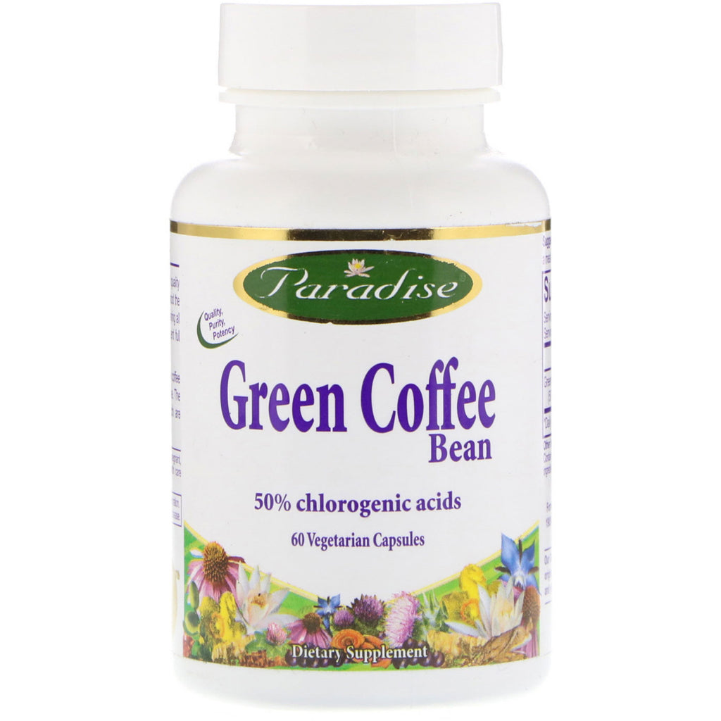 Paradise Herbs, grain de café vert, 60 capsules végétariennes