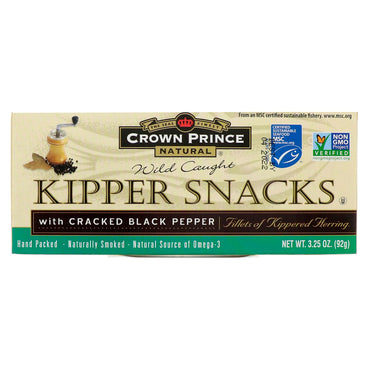 Crown Prince Natural, Kipper Snacks, con pimienta negra molida, 3,25 oz (92 g)