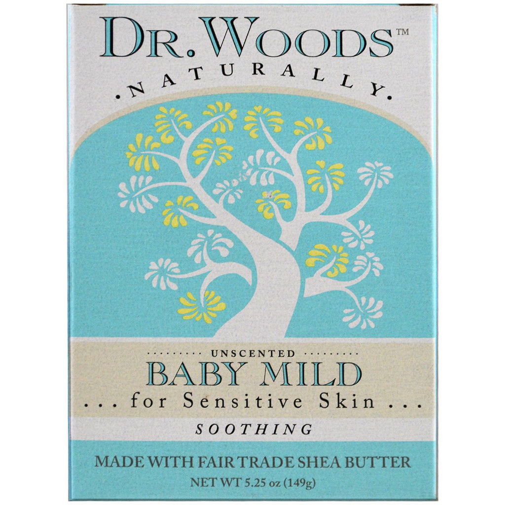 Dr. Woods, Łagodne mydło kastylijskie dla dzieci, bezzapachowe, 5,25 uncji (149 g)