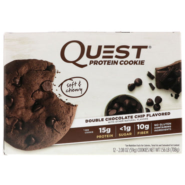 Quest Nutrition Protein Cookie Chip dublu de ciocolată Pachet 12 2,08 oz (59 g) fiecare