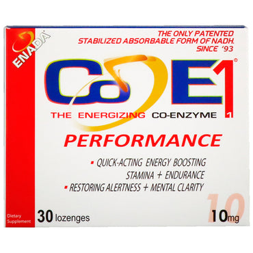 Co - E1, A Coenzima Energizante, Desempenho, 10 mg, 30 Pastilhas