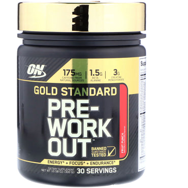 Optimal ernæring, Gold Standard, Pre-Workout, Frugt Punch, 10,58 oz (300 g)
