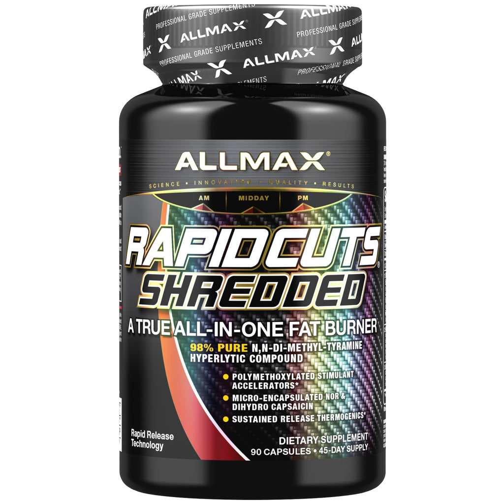 ALLMAX Nutrition, Rapidcuts Shredded, un verdadero quemador de grasa todo en uno, 90 cápsulas