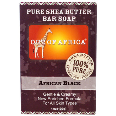Out of Africa, Jabón en barra de manteca de karité pura, negro africano, 4 oz (120 g)