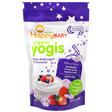 (Happy Baby) Yogis Iogurte liofilizado e salgadinhos de frutas, frutas vermelhas 1 oz (28 g)