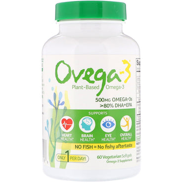 Ovega-3, Ovega-3, 500 mg, 60 vegetariske softgels