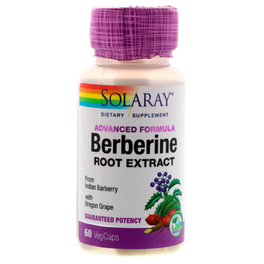 Solaray, extracto de raíz de berberina, fórmula avanzada, 60 cápsulas vegetales