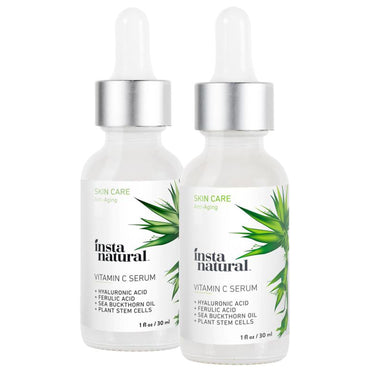 InstaNatural, ויטמין C סרום 2-Pack Skin Kit, 2 Pack, 1 fl. oz (30 מ"ל) כל אחד