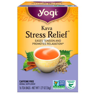 Yogi Tea, Kava para aliviar el estrés, sin cafeína, 16 bolsitas de té, 1,27 oz (36 g)