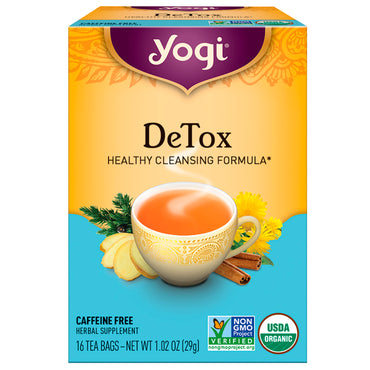 Yogi te, detox, koffeinfri, 16 teposer, 1,02 oz (29 g)