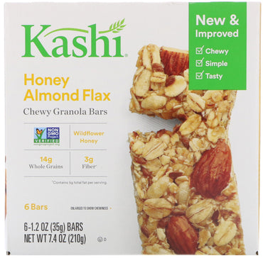 Kashi, barras masticables de granola, miel, almendra y lino, 6 barras, 35 g (1,2 oz) cada una