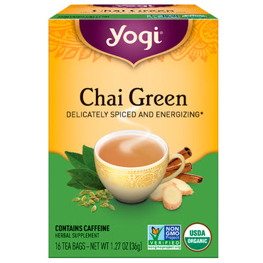 תה יוגי, תה ירוק צ'אי, 16 שקיות תה, 1.27 אונקיות (36 גרם)