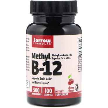 Jarrow Formulas, Methyl B-12, Kirsebærsmag, 500 mcg, 100 sugetabletter
