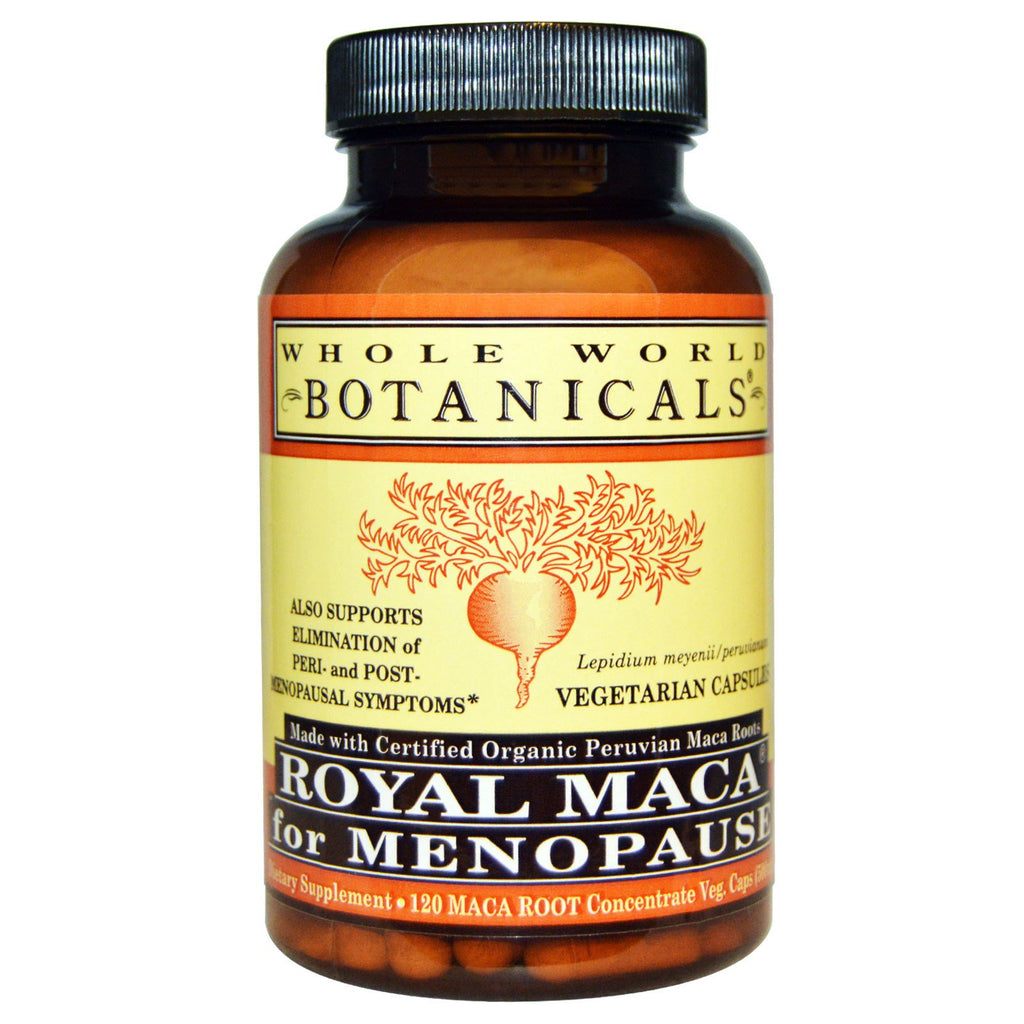 Whole World Botanicals, Royal Maca til overgangsalderen, 500 mg, 120 vegetariske kapsler