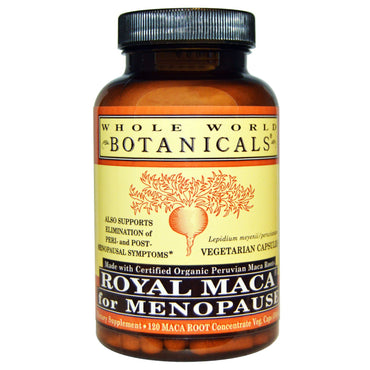 Whole World Botanicals, Royal Maca pentru menopauză, 500 mg, 120 capsule vegetariene
