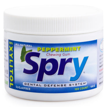 Goma de mascar Xlear Spry hortelã-pimenta sem açúcar 100 contagens (108 g)