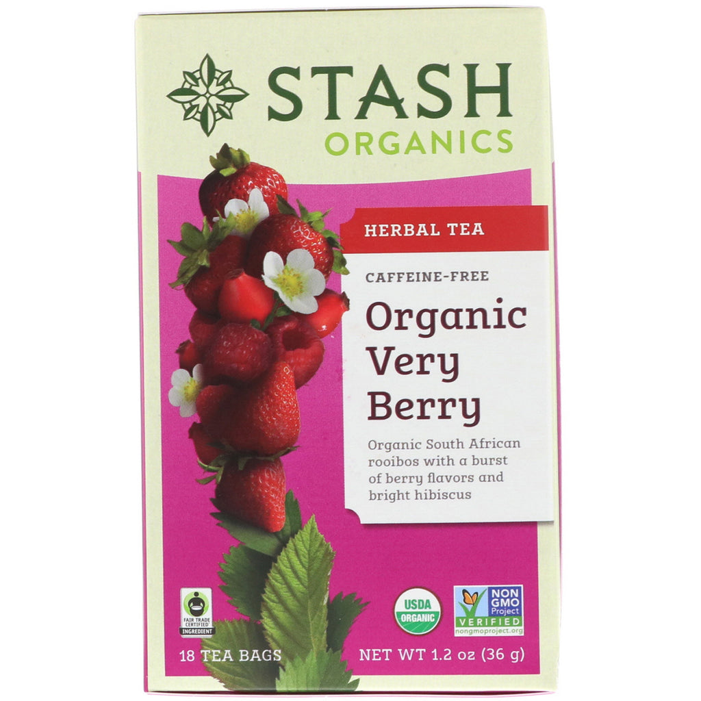 Herbata Stash, herbata ziołowa, bardzo jagodowa, bez kofeiny, 18 torebek z herbatą, 1,2 uncji (36 g)