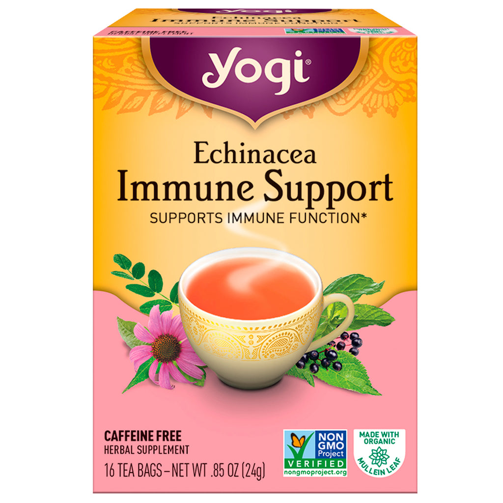 Yogi Tea, エキナセア免疫サポート、カフェインフリー、ティーバッグ 16 個、0.85 オンス (24 g)