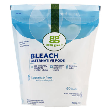 GrabGreen, Bleach Alternative Pods, Fragrance Free, 60 Loads, 2 lbs 6 oz (1080 g)