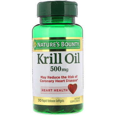 Nature's Bounty, Huile de Krill, 500 mg, 30 gélules à libération rapide