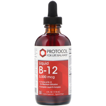 Protocol pentru echilibrul vieții, lichid B-12, 5.000 mcg, 4 fl oz (118 ml)