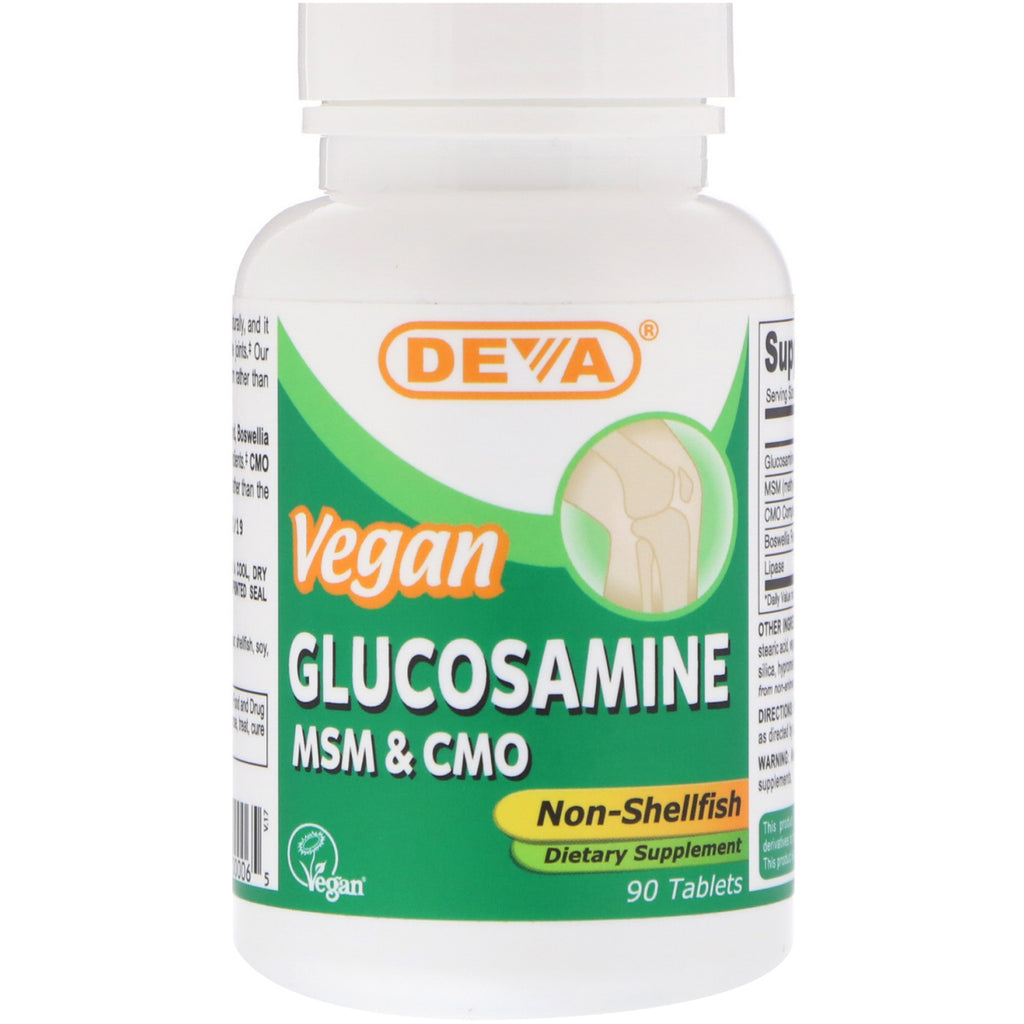 Deva, veganistische glucosamine msm & cmo, niet-schelpdieren, 90 tabletten