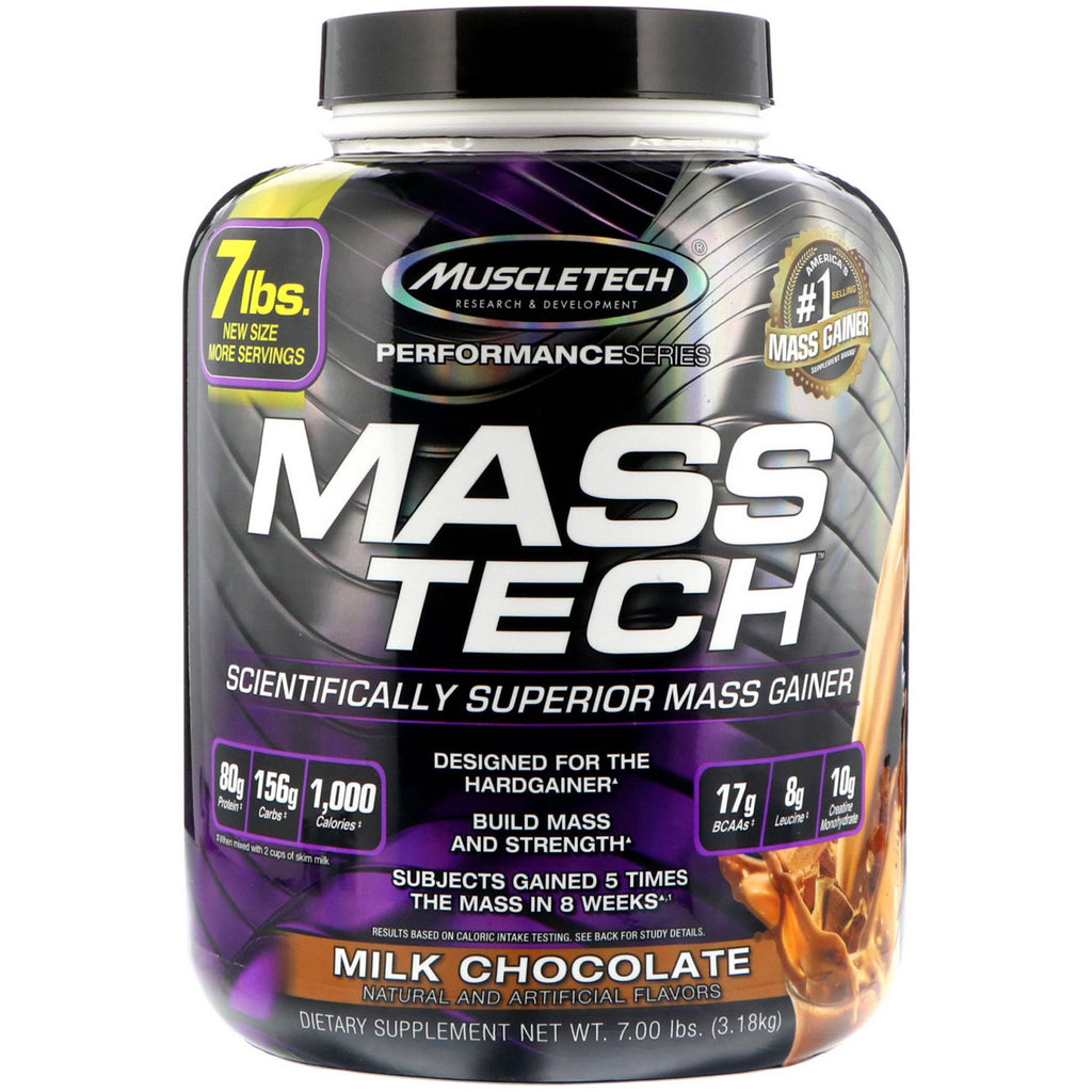 Muscletech, Mass-Tech, guadagno di massa scientificamente superiore, cioccolato al latte, 7,00 libbre (3,18 kg)