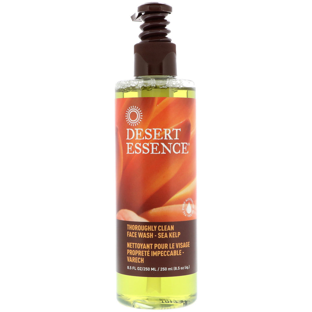 Desert Essence, Dokładnie czysty płyn do mycia twarzy, Kelp morski, 8,5 uncji (250 ml)