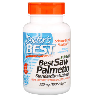 Doctor's Best, Euromed, Best Saw Palmetto, Extrait standardisé, 320 mg, 180 gélules