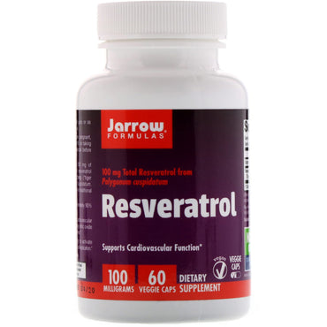 Jarrow Formulas, resveratrol, 100 mg, 60 cápsulas vegetales