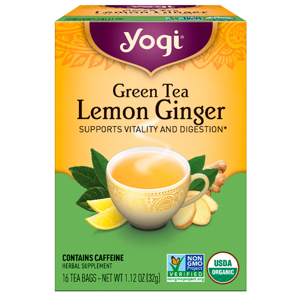 Yogi te, grönt te, citron ingefära, 16 tepåsar, 1,12 oz (32 g)