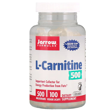 Jarrow Formulas, L-Carnitina, 500 mg, 100 Licaps Vegetais