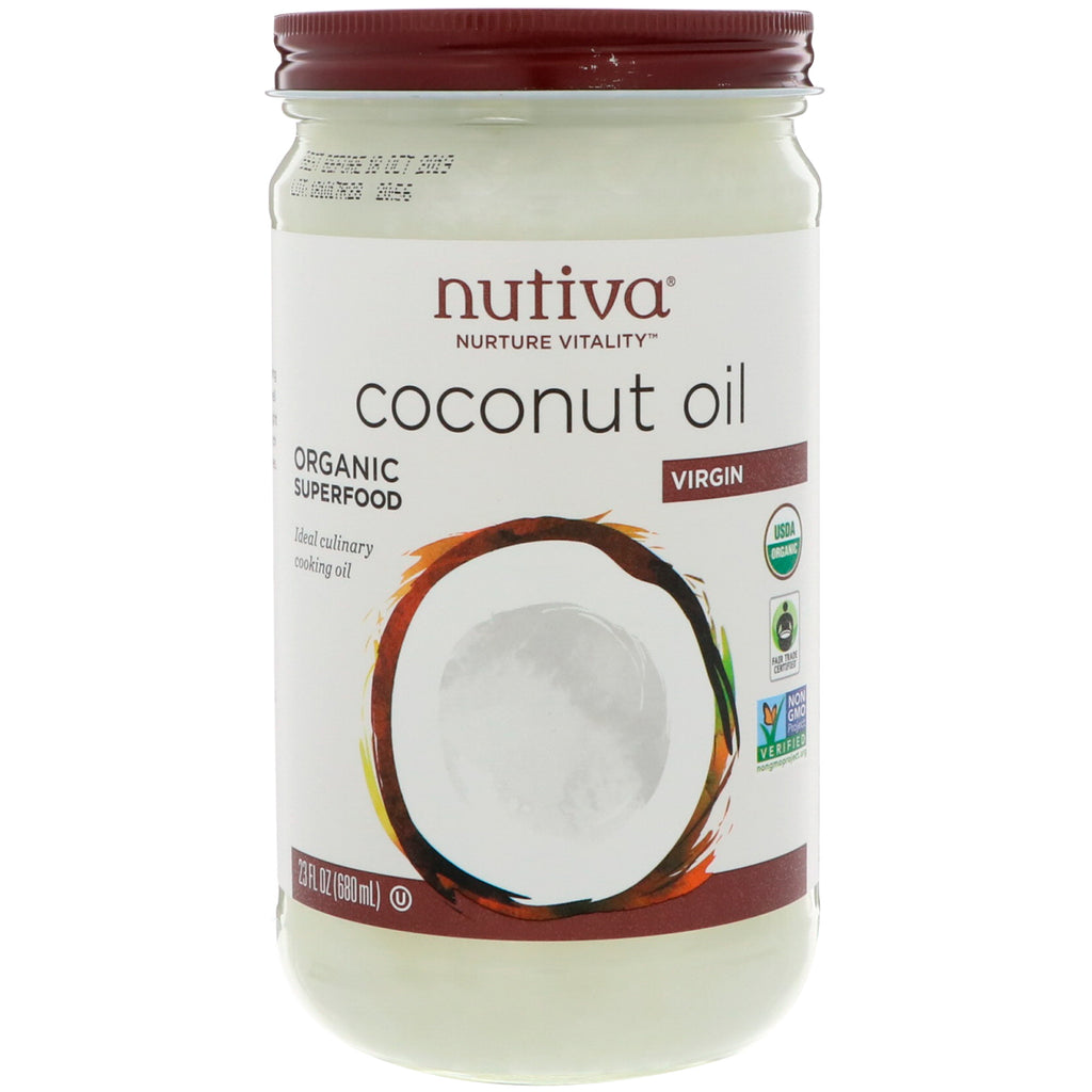 Nutiva, kokosnøttolje, jomfru, 23 fl oz (680 ml)