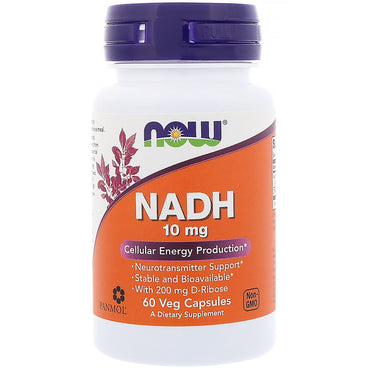 Now Foods, NADH, 10 mg, 60 식물성 캡슐