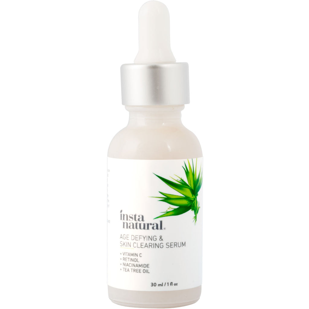 Ser facial cu vitamina C InstaNatural, care sfidează îmbătrânirea și curățarea pielii, cu retinol + acid salicilic, 1 fl oz (30 ml)