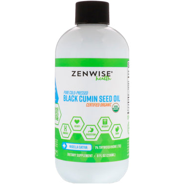 Zenwise Health, , ren koldpresset, sort spidskommenfrøolie, 8 fl oz (236 ml)