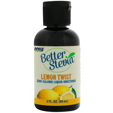 Now Foods, BetterStevia Liquid, édulcorant liquide sans calories, Lemon Twist, 2 fl oz (59 ml)
