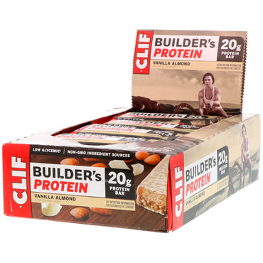 Clif Bar Builder's Protein Bar Vanilla Mandel 12 Barer 2,4 oz (68 g) hver