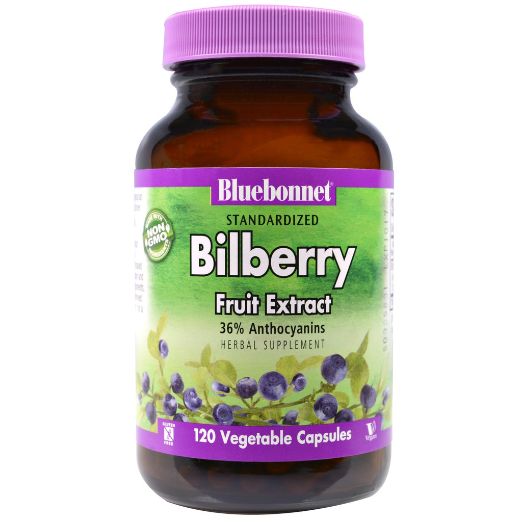 Odżywka Bluebonnet, standaryzowany ekstrakt z owoców borówki czarnej, 120 kapsułek wegetariańskich