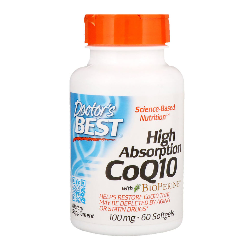 Doctor's Best, CoQ10 de alta absorción con BioPerine, 100 mg, 60 cápsulas blandas
