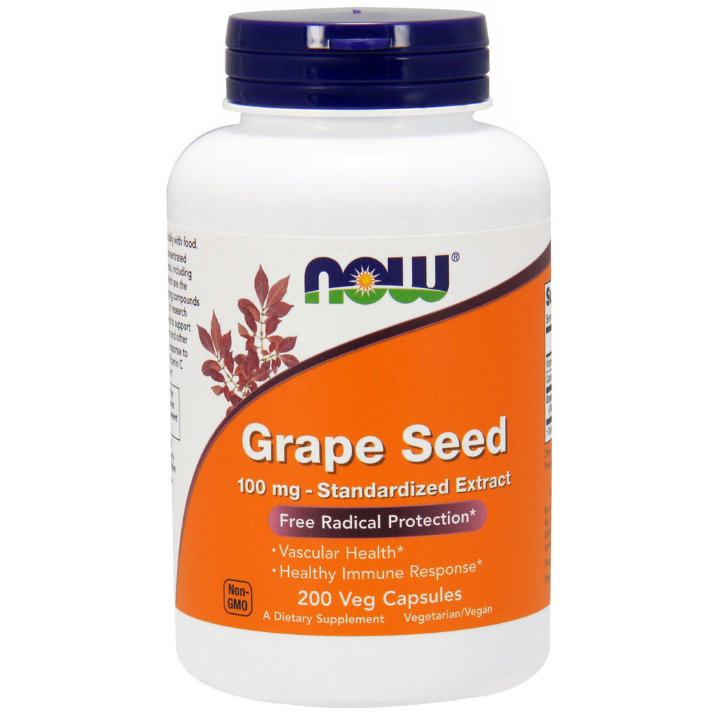 Now Foods, Grape Seed, Standardized Extract, 100 mg, 200 Veg Capsules