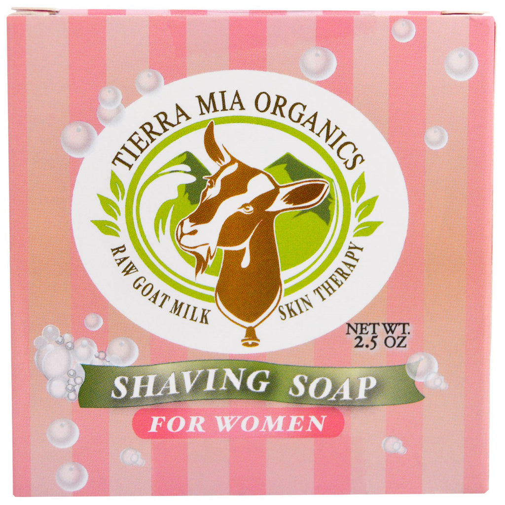 Tierra Mia s, Terapia para la piel con leche cruda de cabra, jabón de afeitar para mujeres, 2.5 oz