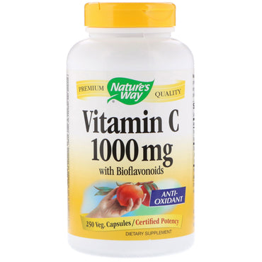 Nature's Way, Vitamina C com Bioflavonóides, 1.000 mg, 250 Veg. Cápsulas