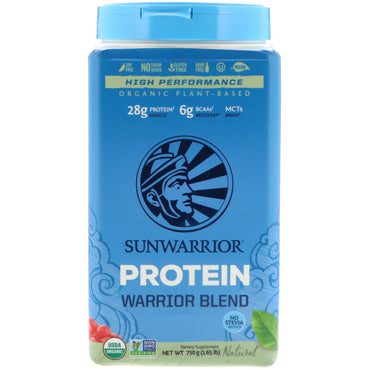 Sunwarrior, חלבון תערובת Warrior, על בסיס צמחי, טבעי, 1.65 פאונד (750 גרם)