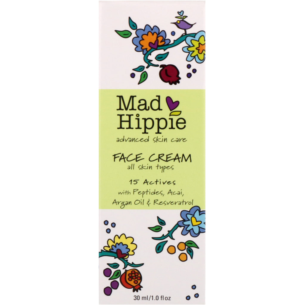 Mad Hippie Skin Care Products, 페이스 크림, 활성 성분 15개, 30ml(1.0fl oz)