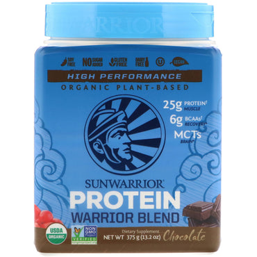 Sunwarrior, Warrior Blend Protein,  Plant-Based, Chocolate, 13.2 oz (375 g)