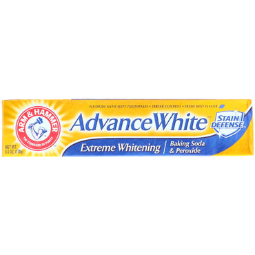 Arm & Hammer, AdvanceWhite、エクストリーム ホワイトニング歯磨き粉、フレッシュ ミント、6.0 オンス (170 g)